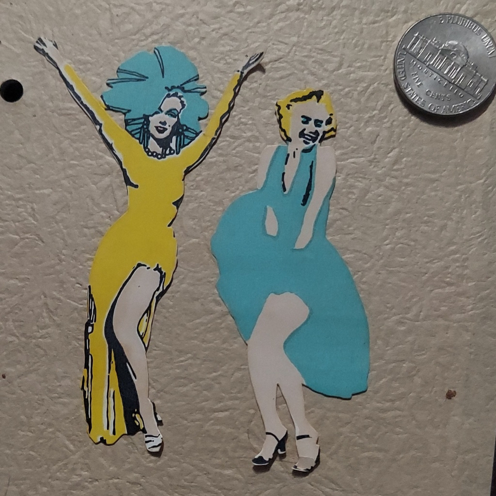 Vintage hand made Paper Cutout Figures Glamorous Women. marilyn monroe & divine - Picture 1 of 4